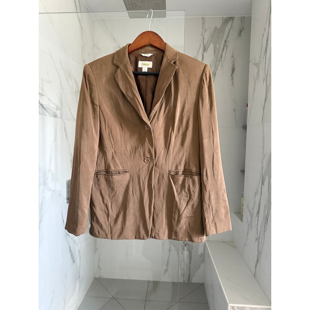 Talbots Women's Brown 100% Silk Blazer Jacket Size 6